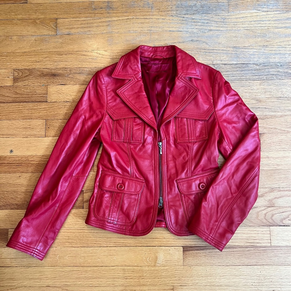 Red leather jacket